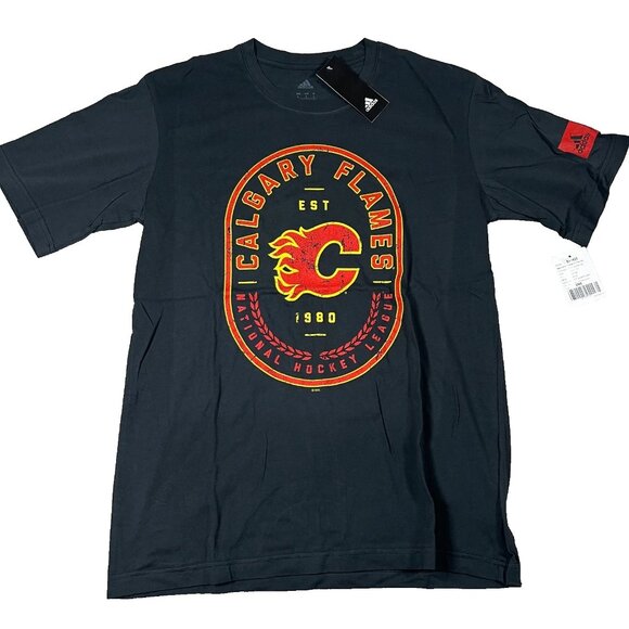 adidas Other - Adidas Mens Large Black Calgary Flames NHL Hockey Short Sleeve T-Shirt NWT